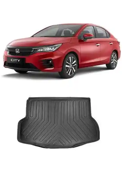 Honda City 2021 ve sonrası modeller için dayanıklı ve estetik 3D bagaj havuzu siyah renkli