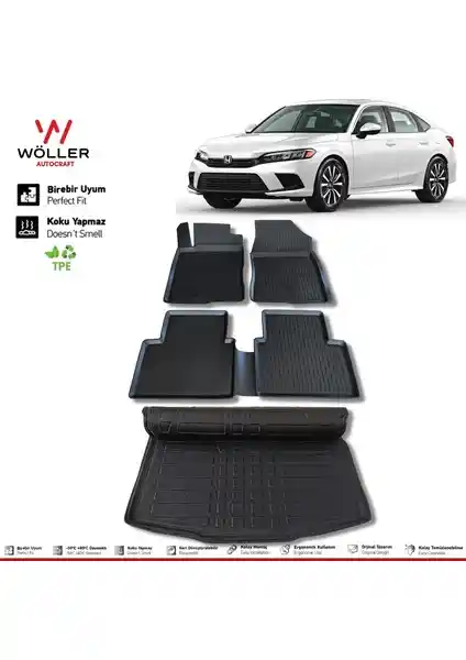 Honda Civic 2022 ve Sonrası İçin Wöller Fe1 Paspas ve Bagaj Havuzu Seti Ürün İncelemesi