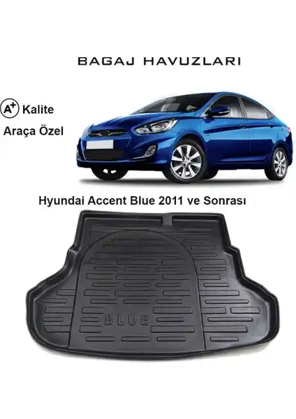 Hyundai Accent Blue 2011 ve Sonrası İçin Dayanıklı 3D Bagaj Havuzu Üreticiden Özel Tasarım