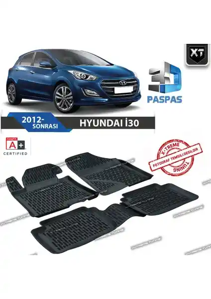 Hyundai i30 2012 Sonrası İçin 3D Havuzlu Paspas Kaliteli ve Uzun Ömürlü Koruma Sağlar