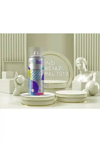 İba Akrilik Sprey Boya 400 ml İnci Beyazı Ral 1013 Yüksek Kapatıcılık ve Dayanıklılık