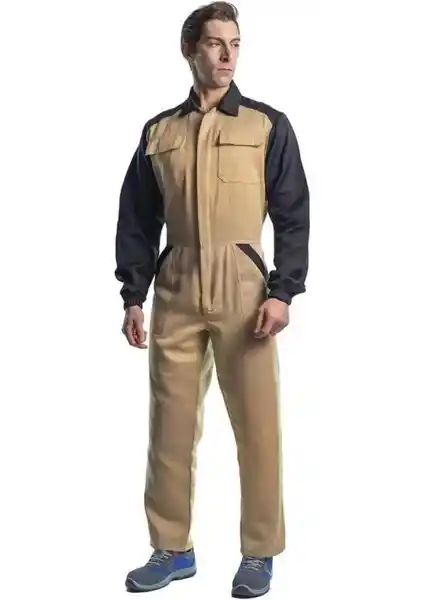 İş Tulumu Eko Bej ve Siyah Renk Seçenekleriyle Dayanıklı ve Konforlu Kullanım