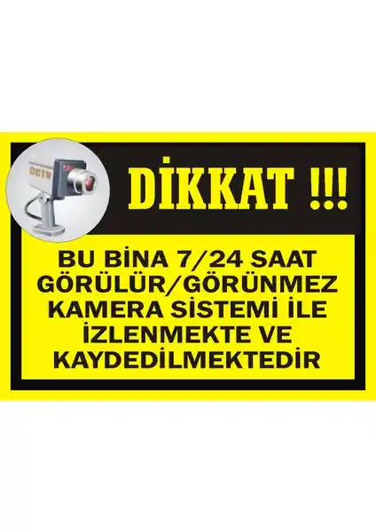 İzmir Serigrafi Güvenlik Uyarı Levhası 17,5x25 cm Güvenlik ve İzleme İçin