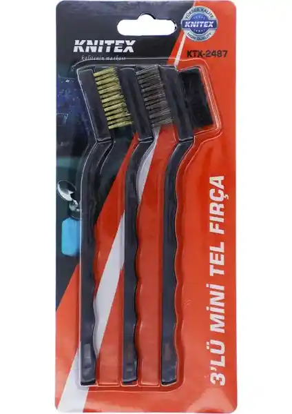 Knitex KTX-2487 3'lü Mini Tel Fırça Seti Elektronik Temizlik ve Bakım İçin Uygun