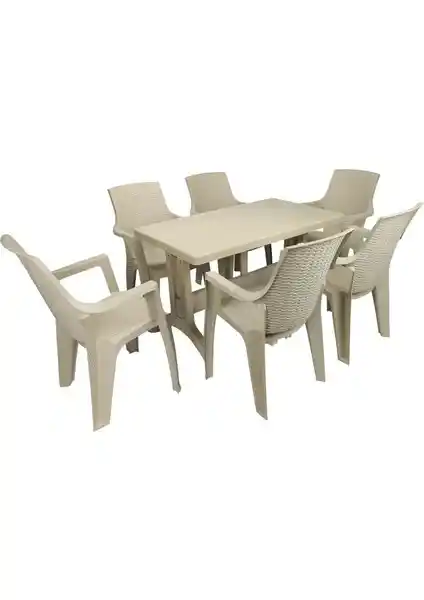 Mandella Zeugma 70x120 cm 6 Kişilik Nibras Mobilya Takımı İç ve Dış Mekan Kullanımı İçin Modern Tasarım