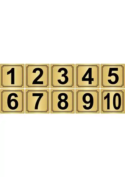 Metal Kapı, Masa ve Dolap Numarası 10'lu Altın Seti Estetik ve Dayanıklı Tasarım
