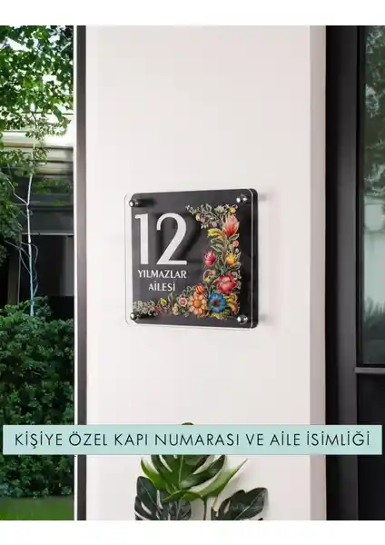 Morimora Kişiye Özel Çiçek Desenli Zarif Daire Kapı Tabelası Estetik ve Dayanıklı Dış Mekan Dekoru