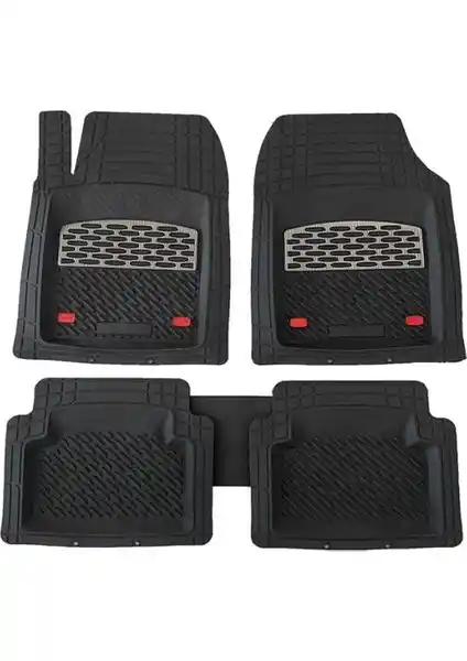 Opel Crossland X İçin Uyumlu Derin Havuzlu Krom ve Karbon Tasarımlı Paspaslar