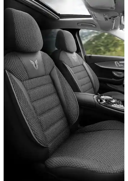 Otom Toro Design Airbag Dikişli Oto Koltuk Kılıfı Siyah-Gri Tam Set Şık ve Dayanıklı Tasarım