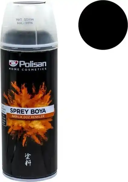 Polisan Akrilik Sprey Boya Mat Siyah RAL9004 - Dayanıklı ve Çevre Dostu Boya Çözümü