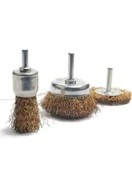 Real Özs 6 mm Çelik Pimli 3'lü Tel Fırça Seti Endüstriyel ve Ev Kullanımı İçin Uygun