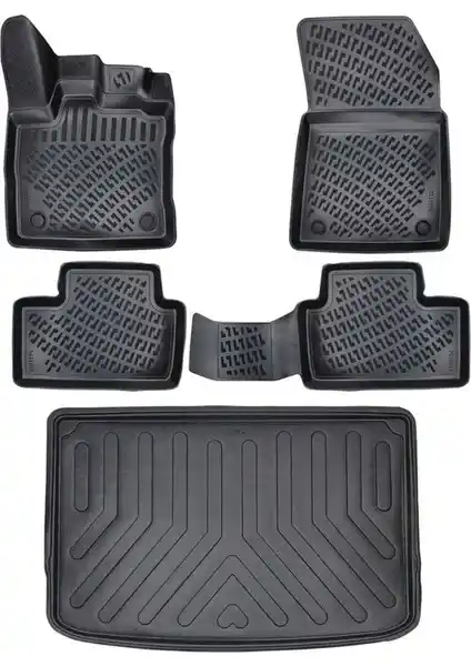 Renault Captur 2021 ve Sonrası İçin Rizline 3D Paspas ve Bagaj Havuzu Seti