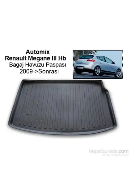 Renault Megane 3 HB için dayanıklı ve estetik otomix bagaj havuzu çözümü