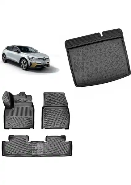Renault Megane E-Tech 2022+ için dayanıklı ve şık bagaj havuzu ve paspas seti