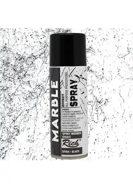 Rich Sprey Mermer Efekti Siyah 200 ml ile doğal mermer görünümü sağlayan çok yönlü boya