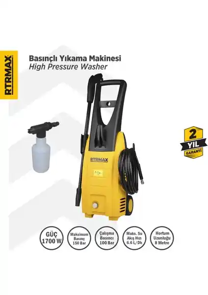 RTRMAX RTM711 Yüksek Basınçlı Yıkama Makinesi: Güçlü ve Pratik Temizlik Çözümü