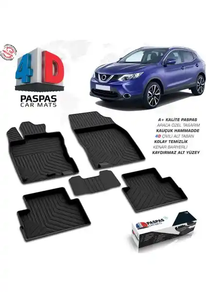 S-Dizayn Nissan Qashqai 2 4D Havuzlu Paspasları Yüksek Kalite ve Uzun Ömürlü Tasarım