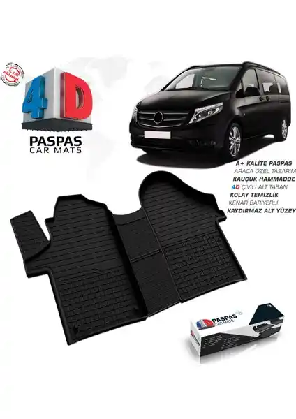 S-Dizayn Vito W447 4D Havuzlu Paspas: Dayanıklı ve Fonksiyonel Araç İç Paspası