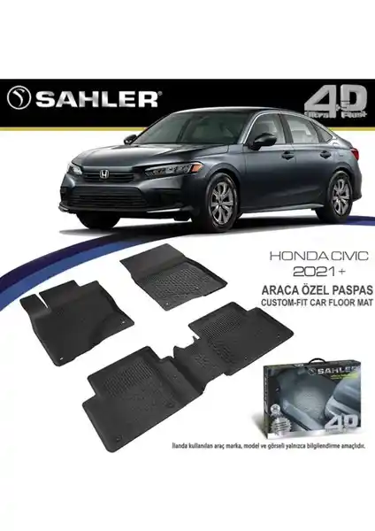 Sahler Honda Civic 2021 İçin Tasarlanmış Dayanıklı ve Şık Havuzlu Paspaslar