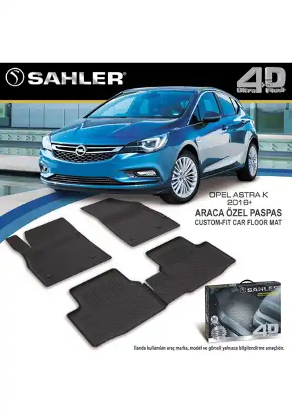 Sahler Opel Astra K 2015 ve Sonrası Uyumlu 4.5D Premium Havuzlu Oto Paspaslar