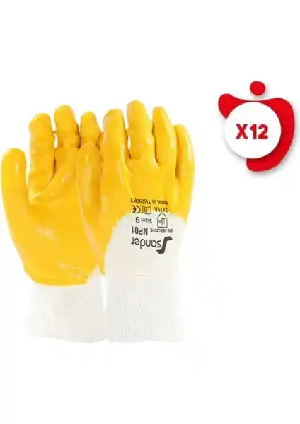 Sander Sarı Nitril Eldiven NP01- Güvenlik ve Konfor Sunan Endüstriyel ve Sağlık Eldiveni