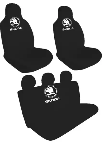 Skoda Logolu Penye Oto Servis Kılıfı Siyah Uzun Ömürlü ve Kolay Montajlı Ürün