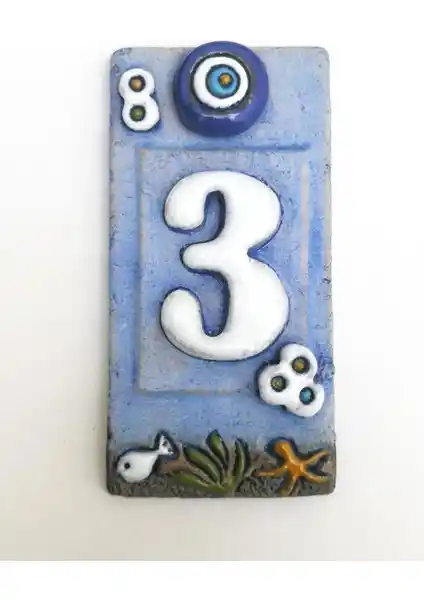 SUME Özel Tasarım Seramik 3 Kapı Numarası Kapı Önü Aksesuarı - Dayanıklı ve Şık Tasarım