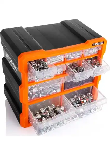Super-Bag ASR-6007 Monoblok 12 Çekmeceli Organizer Kutu Ofis ve Ev Kullanımı İçin