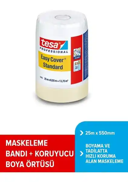 Tesa Bantlı Pratik Örtü 25M 550MM Çok Amaçlı ve Güvenilir Koruma Çözümü