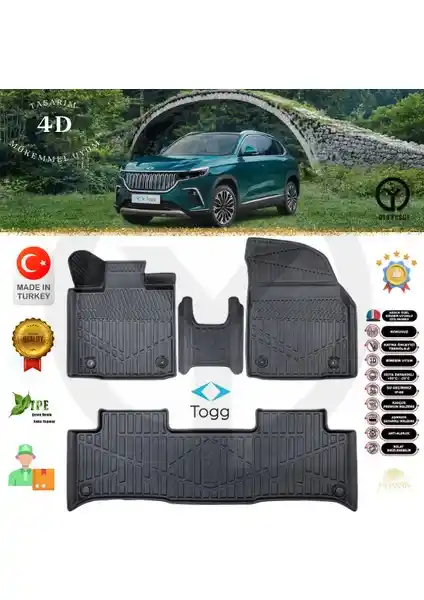 Togg T10X İçin MY JASMİN Havuzlu Paspaslar Modern Tasarım ve Maksimum Koruma