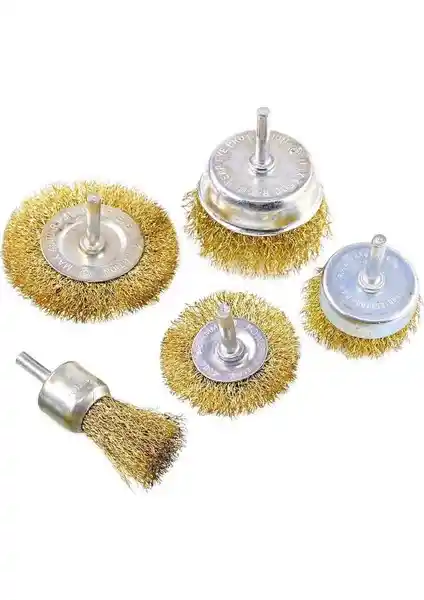 Tomax Saçaklı Daire Tel Çanak Fırça Seti 5'li: Metal ve Yüzey Temizliği İçin Çok Yönlü Çözüm