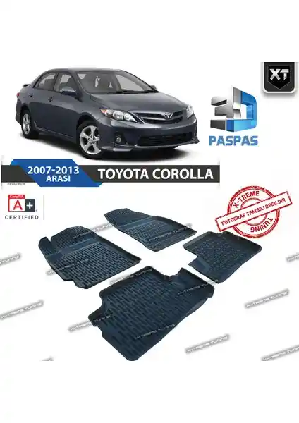 Toyota Corolla 2007-2013 İçin 3D Havuzlu Paspaslar Güncel ve Dayanıklı Tasarım