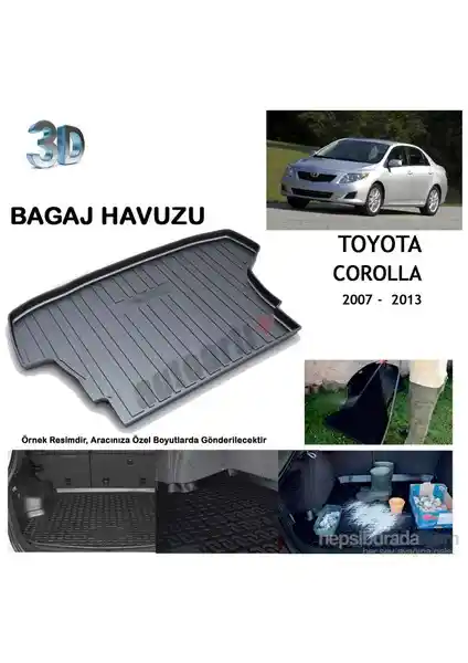 Toyota Corolla Sedan 2007-2012 İçin Dayanıklı ve Pratik Bagaj Havuzu Aksesuarı