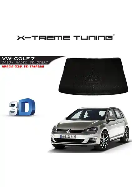 Volkswagen Golf 7 İçin 3D Tasarımlı Kauçuk Bagaj Havuzu Güçlü ve Estetik Koruma