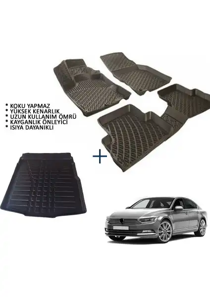 Volkswagen Passat B8 İçin Özel Tasarım Oto Paspas ve Bagaj Havuzları Ürünleri
