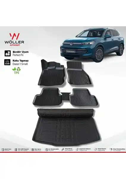 Volkswagen Tiguan 2024 Sonrası İç ve Bagaj Koruma Seti 3D Ultraflex Tasarım