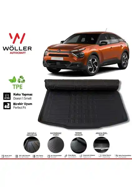 Wöller Citroen C4 2021 Sonrası İçin 3D Ultraflex Esnek Bagaj Havuzu