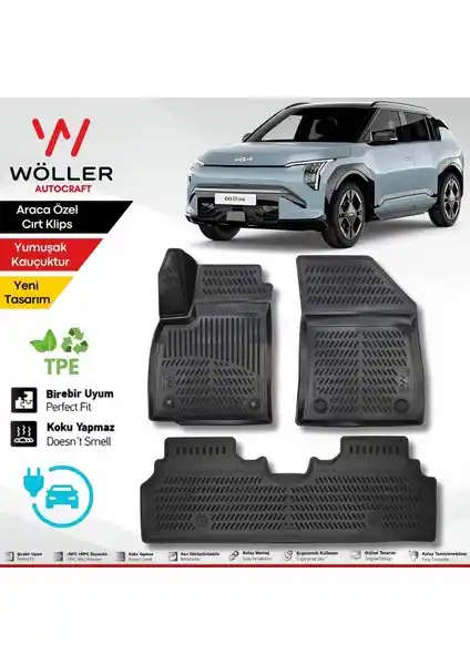 Wöller Kia Ev3 2024 Sonrası Uyumlu 3D Havuzlu Çevre Dostu Paspas