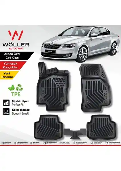 Wöller Skoda Octavia 2013-2019 Arası 3D Havuzlu Paspas Konfor ve Dayanıklılık
