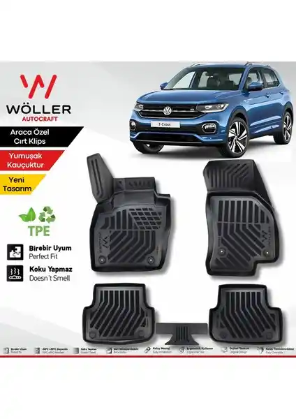Wöller VW T-Cross 2022 Sonrası İçin 3D Havuzlu Paspas ile Aracınızı Koruyun