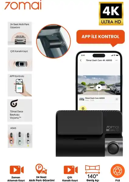 Xiaomi 70mai A800s Araç İçi Kamera: Gelişmiş Güvenlik ve Yüksek Çözünürlük Özellikleri