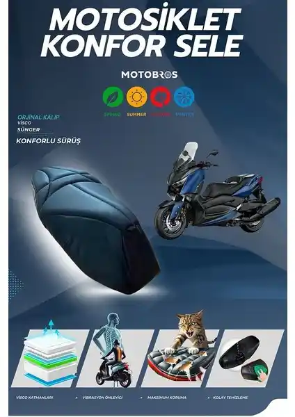 Yamaha Xmax İçin Motobros Konfor Sele Kılıfı Visco Sünger Ürünü Özellikleri ve Kullanıcı Yorumları