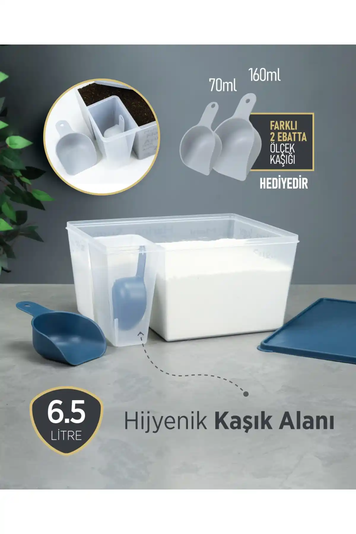 Decobella Un ve Şeker Kabı (Ölçü Kaşıklı) ile Mutfağınızda Düzen ve Pratiklik Sağlayın