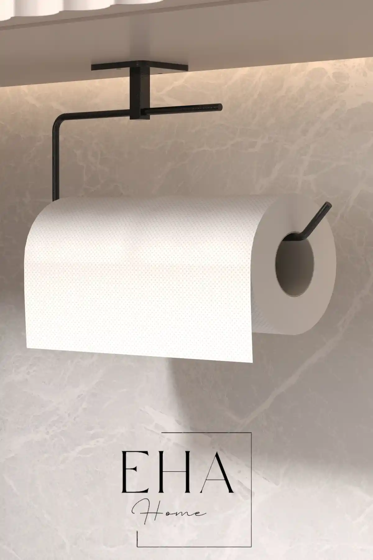 EHA HOME Siyah Yapışkanlı Kağıt Havluluk: Duvara Montajlı, Pratik ve Şık Çözüm
