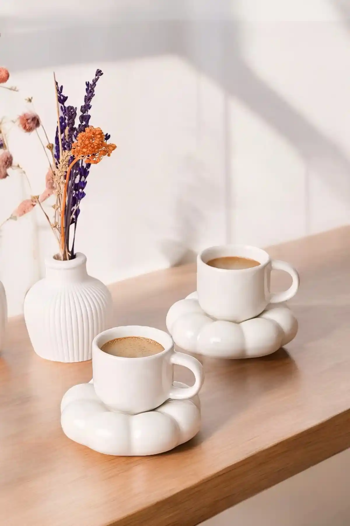 Heredot Mithra Life 2 Kişilik Papatya Desenli Seramik Türk Kahvesi Fincan Takımı MIT1157