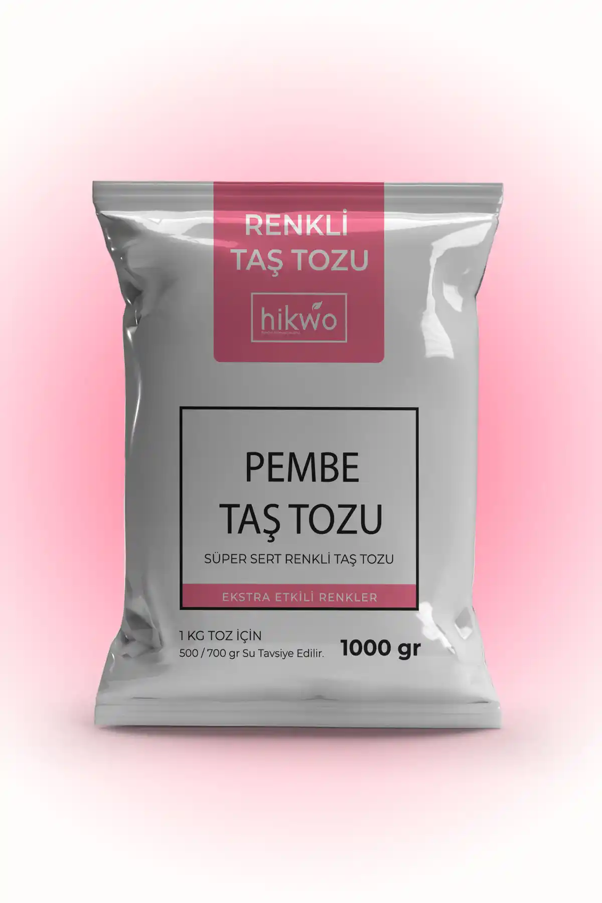 Hikwo Renkli Taş Tozu Pembe 1 kg - Mumluk Döküm Harcı ve Dekoratif Beton Harıcı