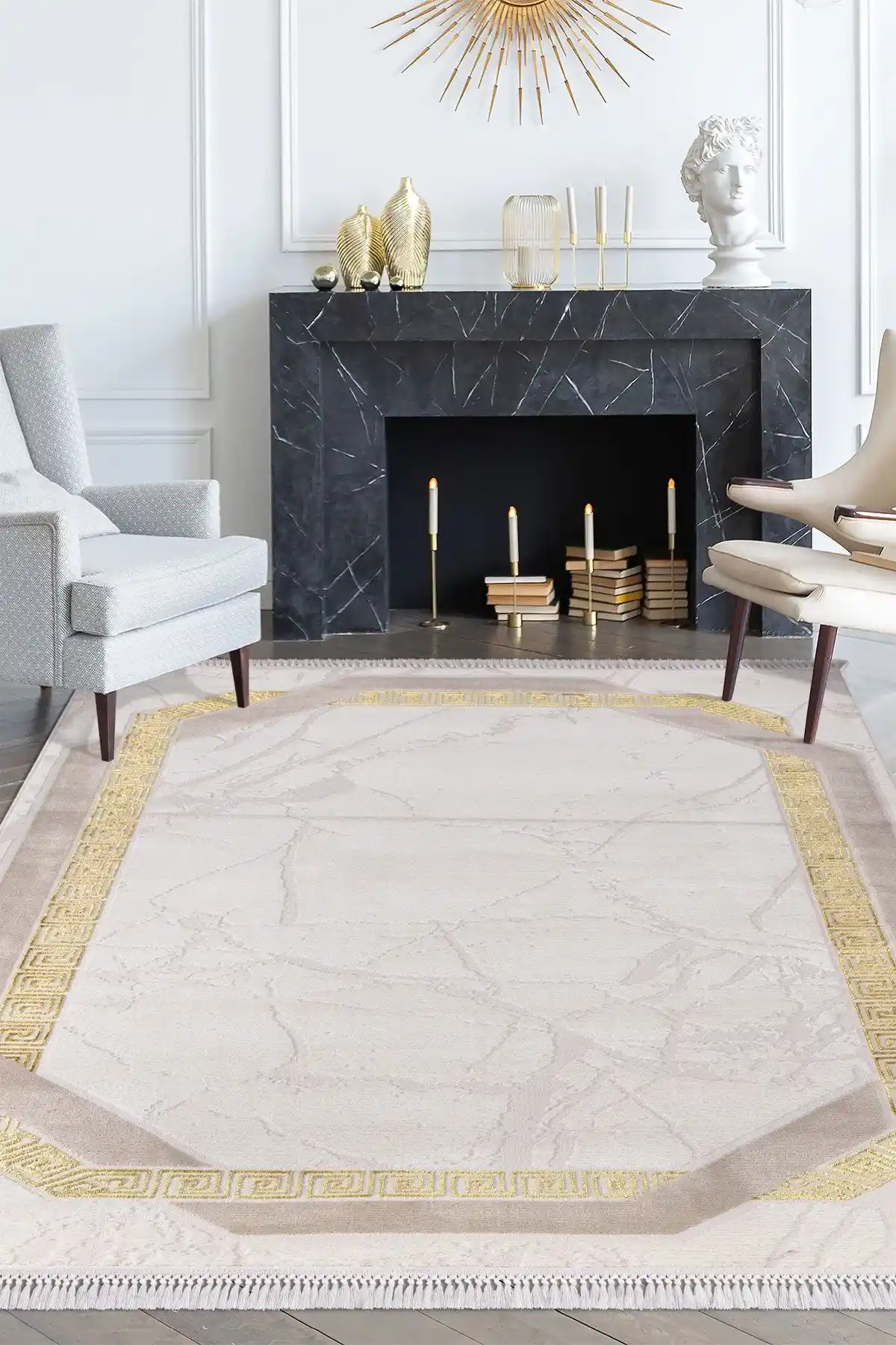 Kervansaray Home Saltanat Krem Gold Halı: Dayanıklı Konfor ve Şık İç Mekan Zemin Kaplaması