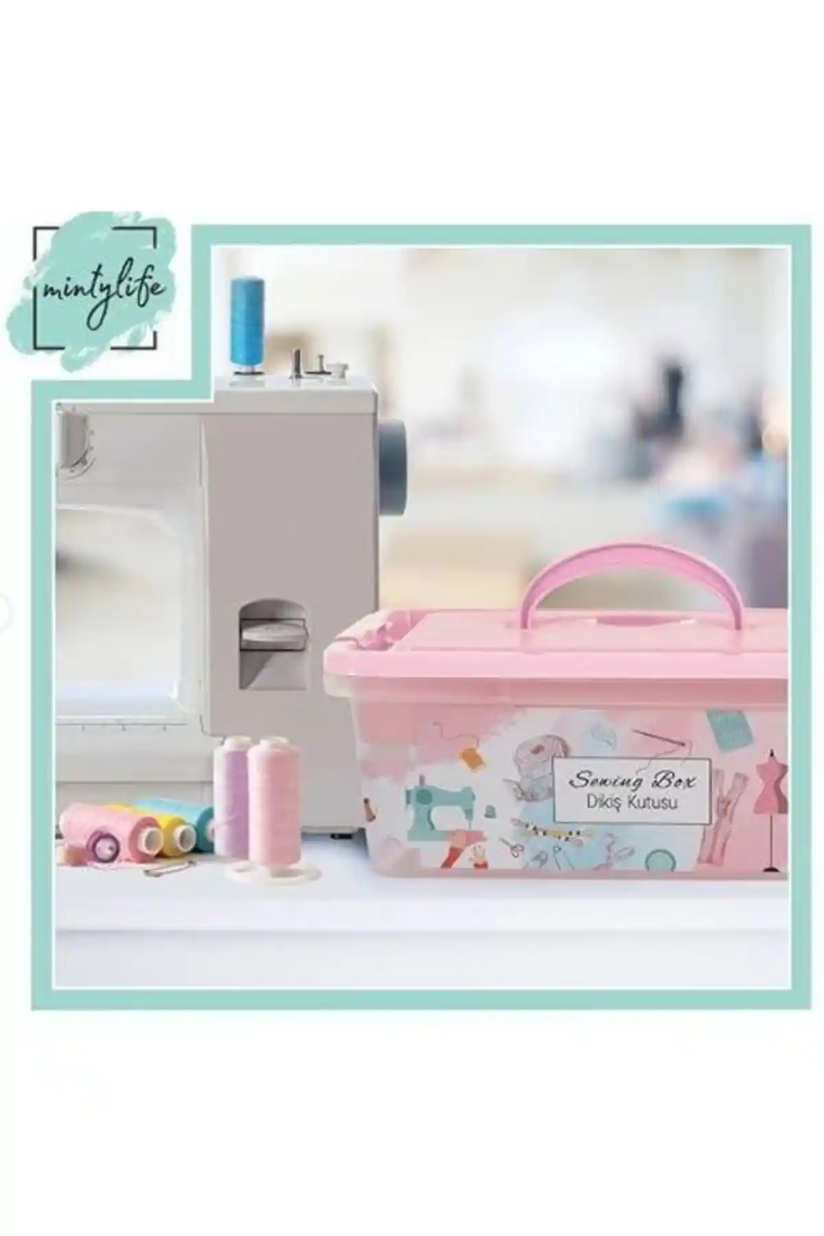 Minty Life Dikiş Kutusu 5 Litre Büyük Taşıması Kolay Dayanıklı ve Çok Amaçlı Depolama