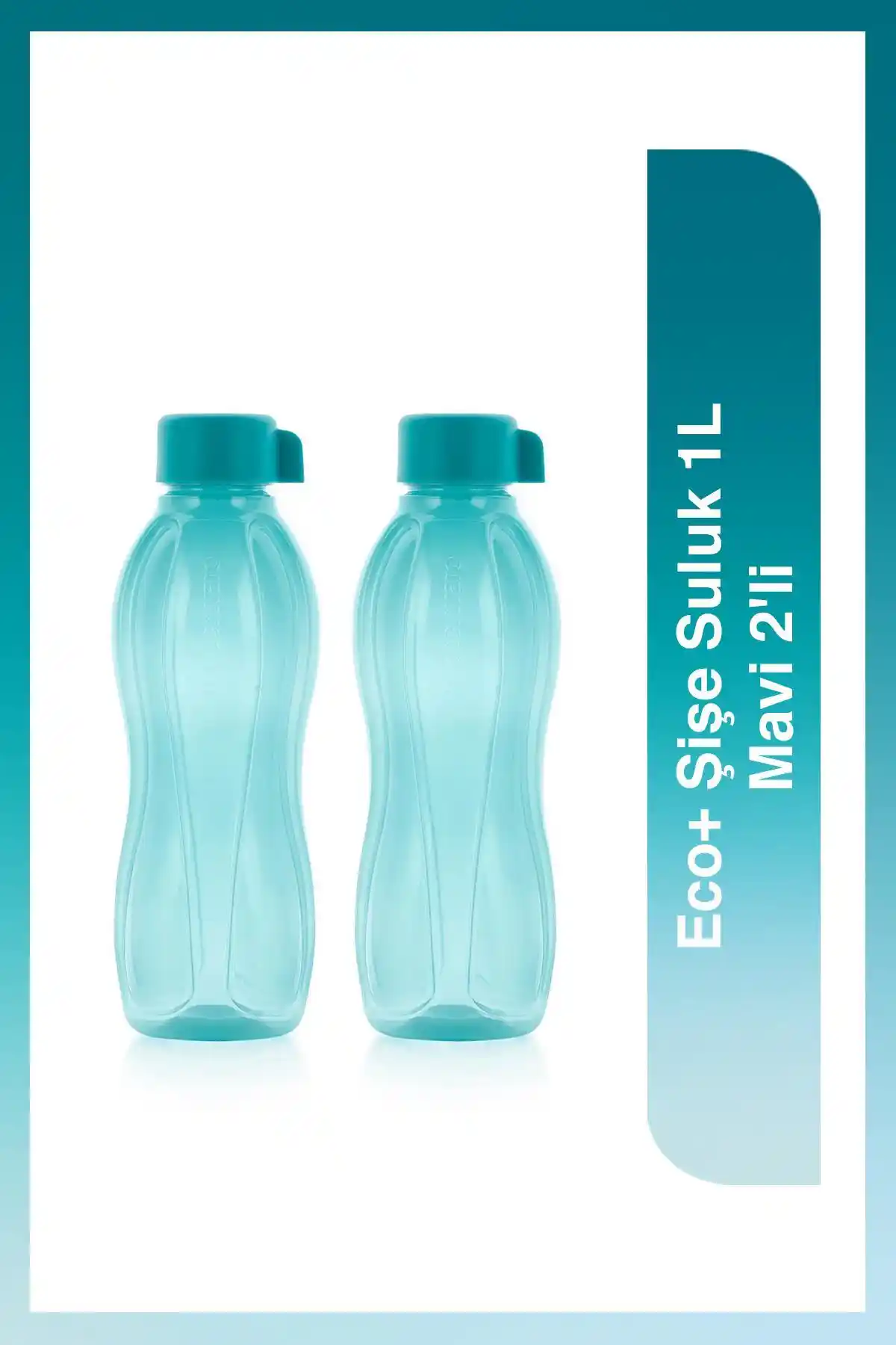 Tupperware Eco Şişe 2'li Set: 1 L Kapasiteli BPA İçermeyen Mavi Suluk ve Matara