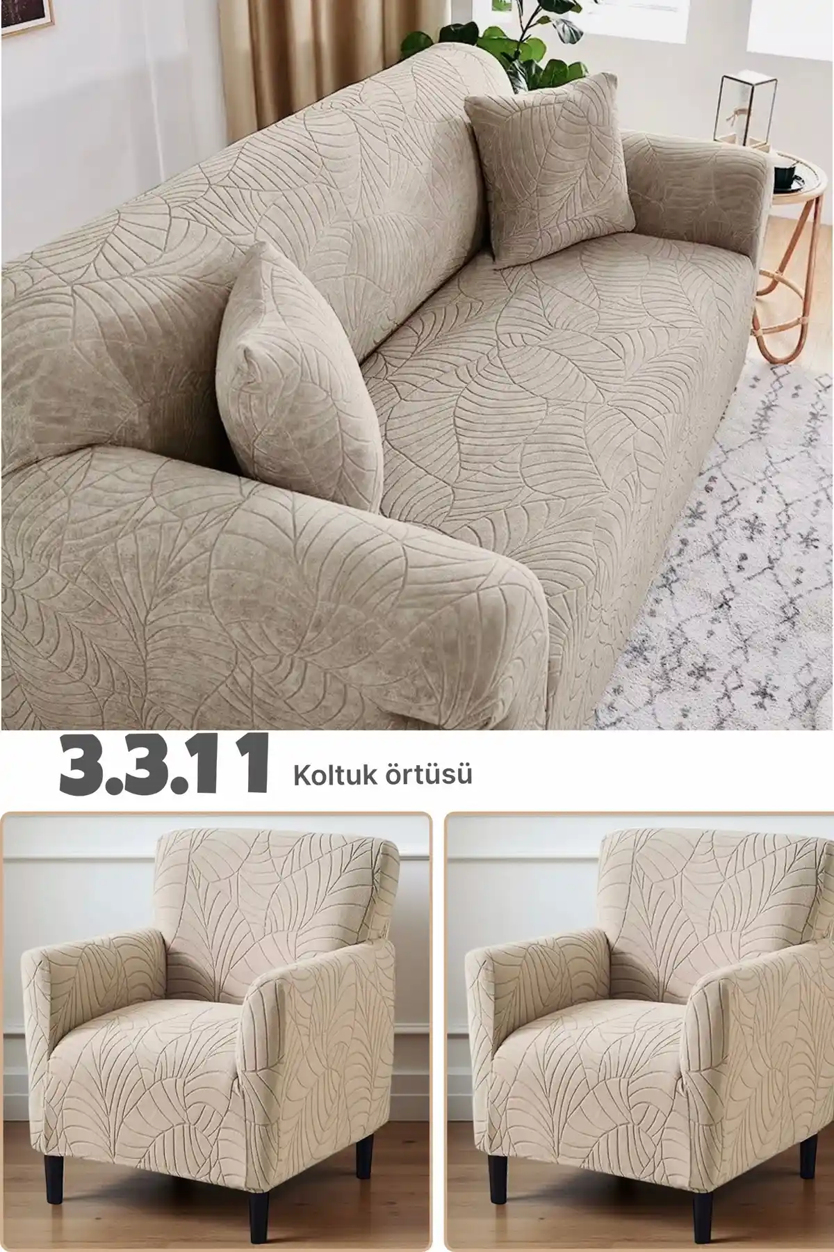 UzHanem 3.3.1.1 Bej Çizgili Koltuk Örtüsü: Türkiye Üretimli Tek Parça Koruma ve Dekor